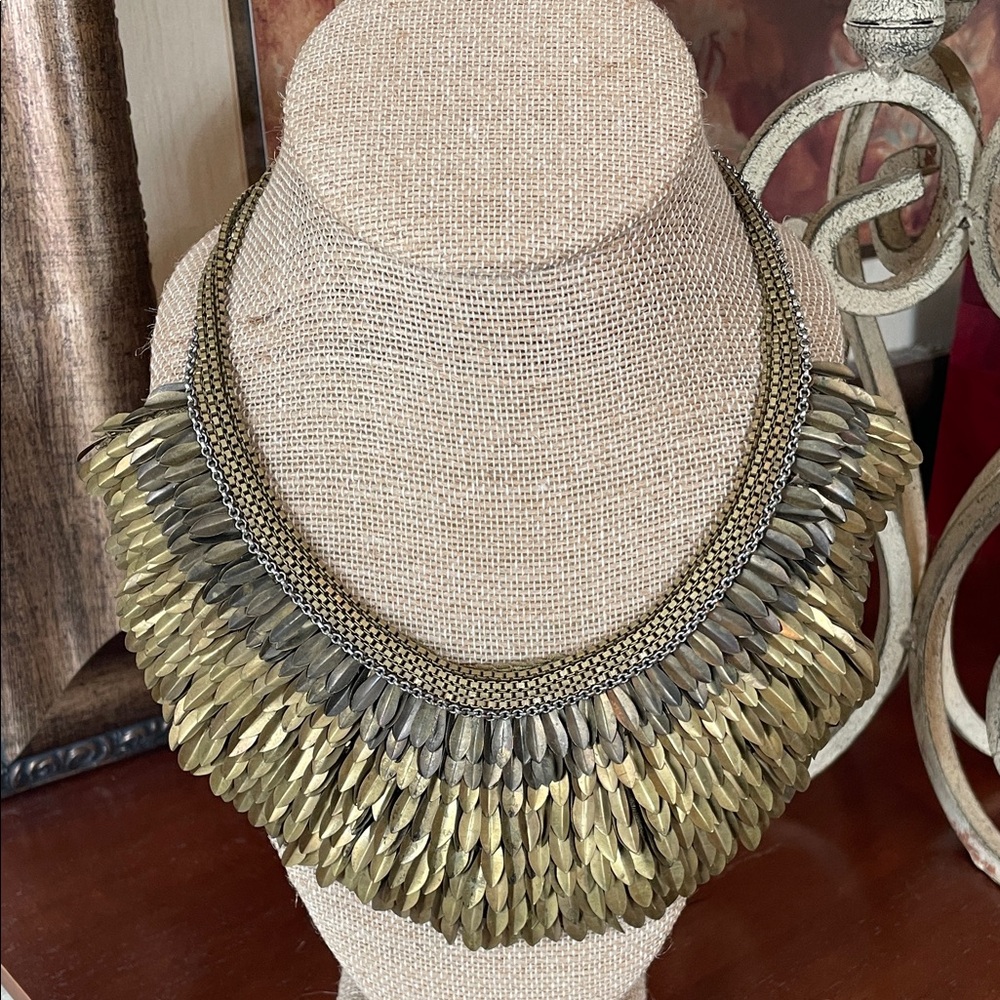 Stella & Dot Gold Pegasus Statement Necklace